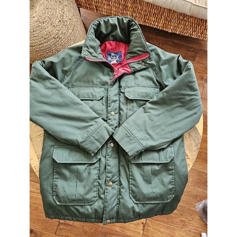 Woolrich Green Field Jacket with Red Lining